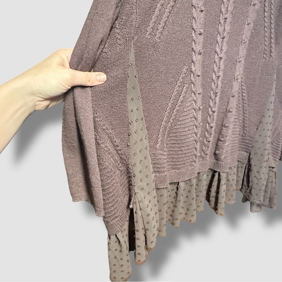 Anthropologie Knitted & Knotted Ismare Cabled Cardi Medium Romantic Long Line - Picture 9 of 13